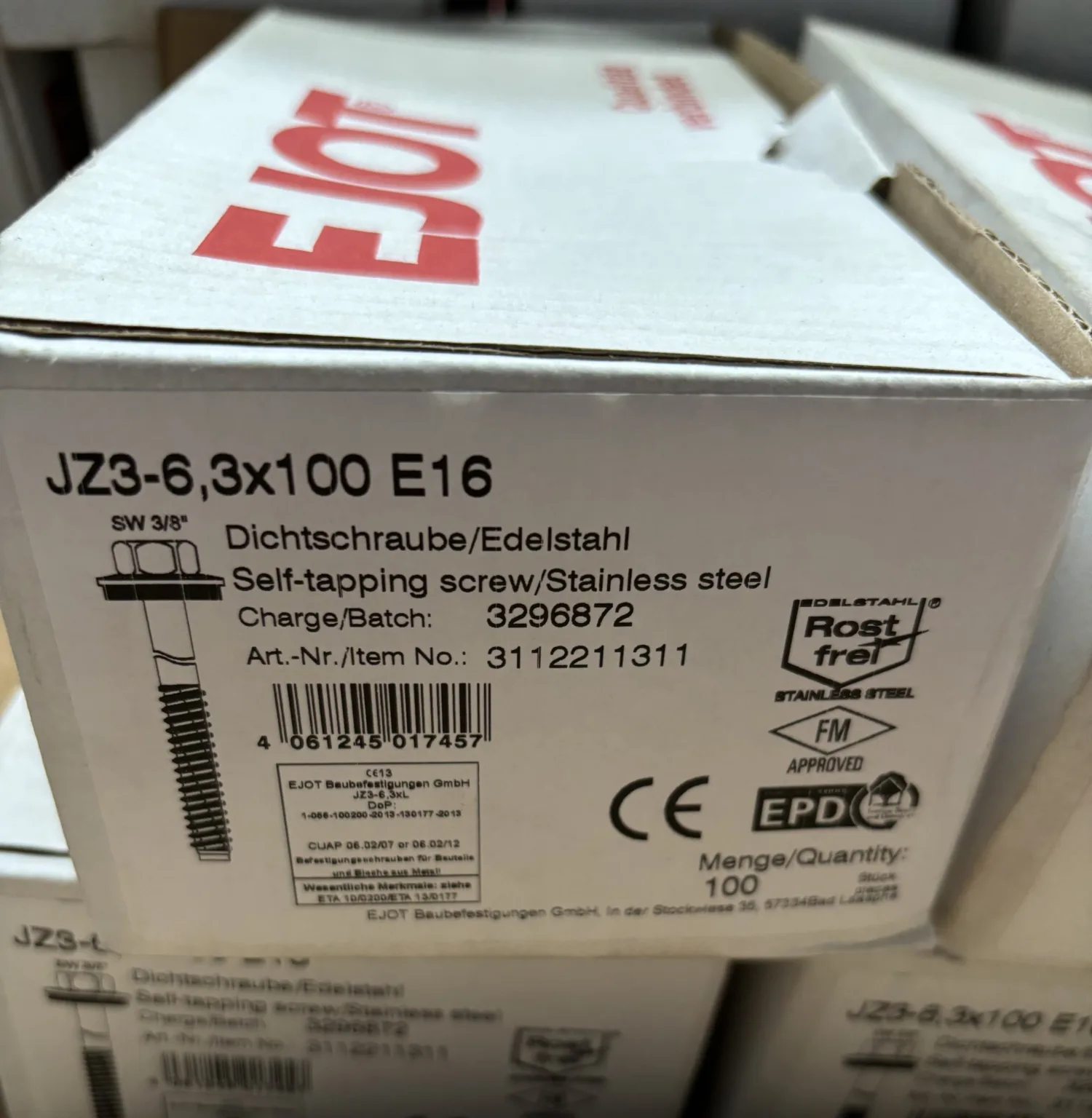 EJOT  JZ3 -6,3×100 E16