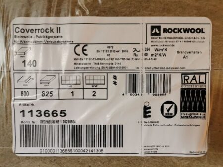 46,5 m2 Rockwool Coverrock II – 140 mm Putzträgerplatte Dämmung