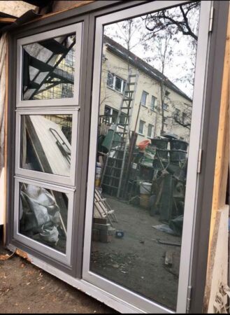 Fenstertür Holz-Aluminium-Fensterelement Terassentür Balkontür Türelement