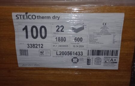 STEICO therm dry Holzfaserdämmplatte mit Nut + Feder 1880 x 600 mm, Stärke: 100 mm