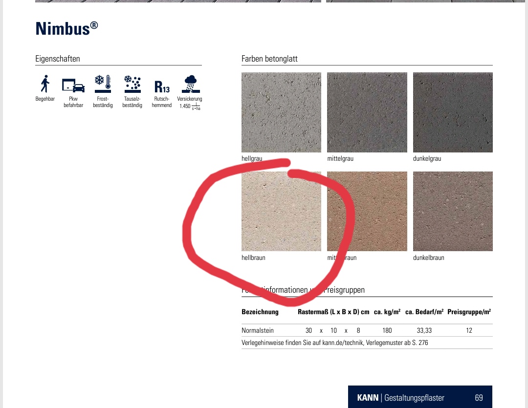 KANN NIMBUS PFLASTERSTEINE hellbraun