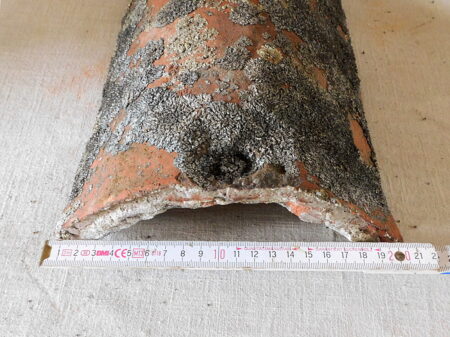 Dach-First Ziegel handgestrichen Um 1870 patiniert Kerzenhalter Wand Dekoration shabby Chic rutikal Landhaus