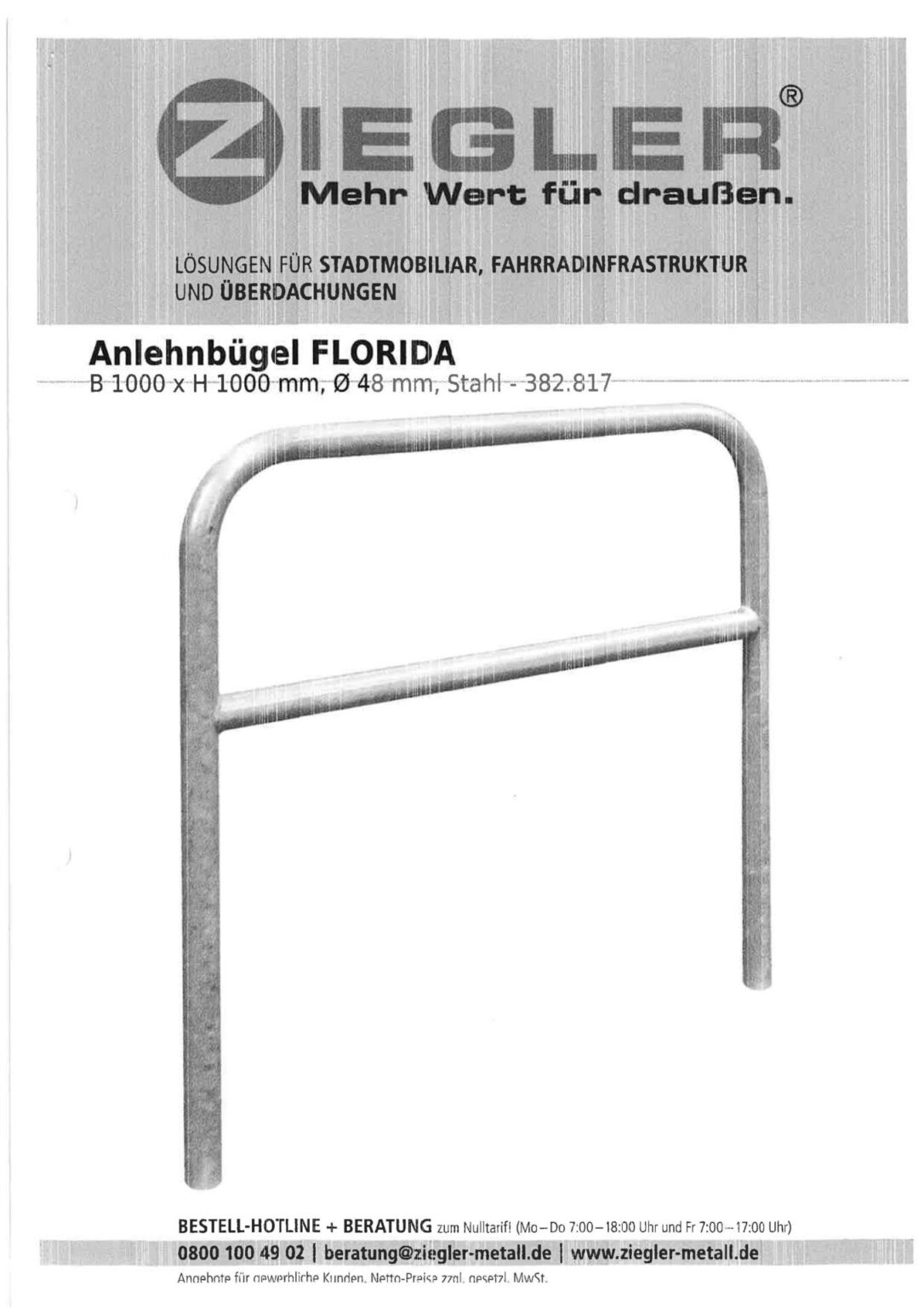 Ziegler Metallbearbeitung GmbH Fahrradanlehnbügel