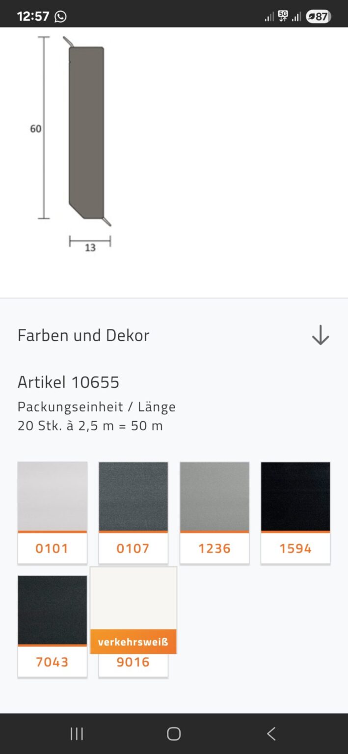 Bolta Hartschaumsockelleiste Q 12-60G