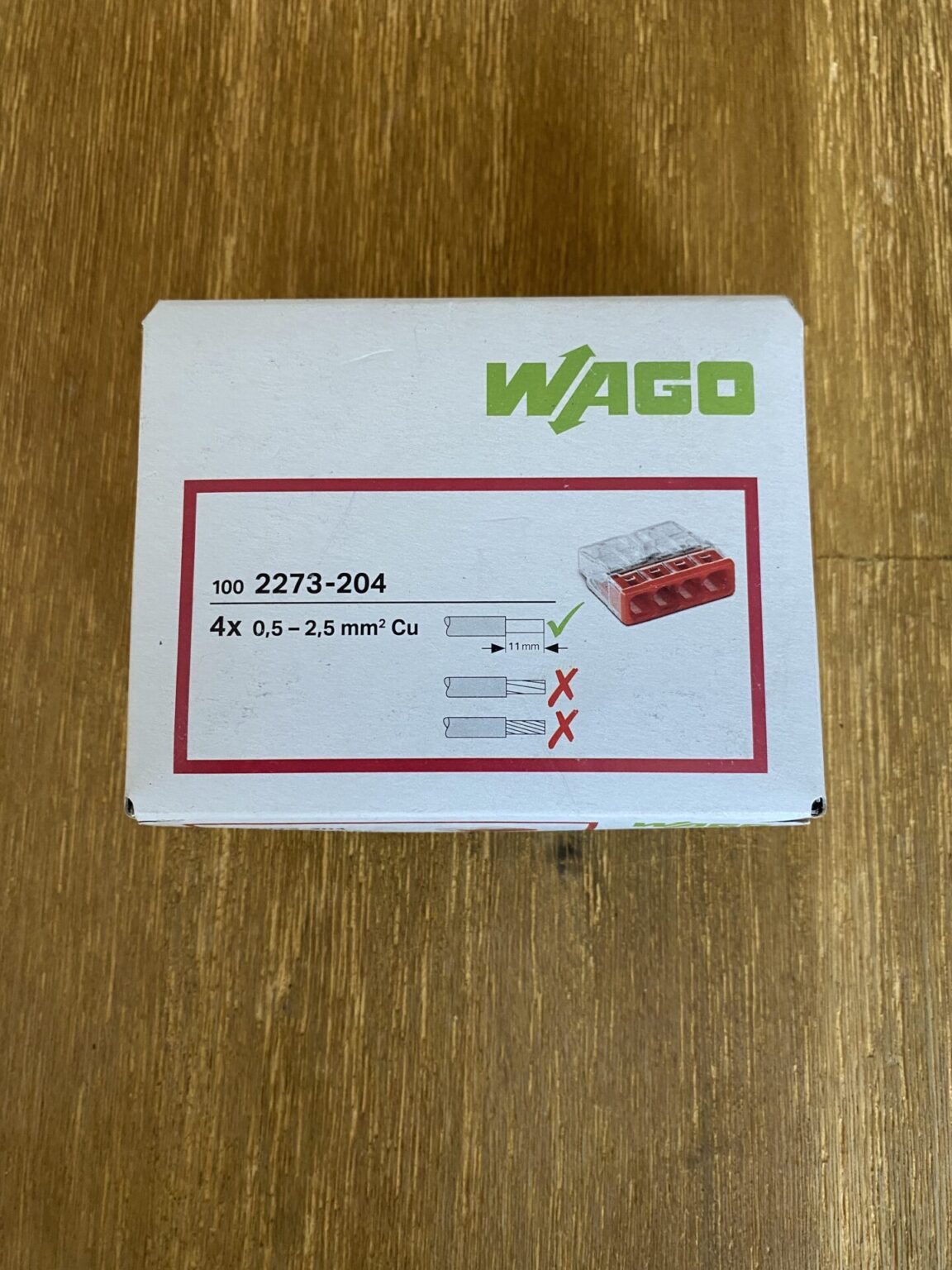 WAGO Verbindungsdosenklemme 2273-204, 4 x 0.5-2.5 mm², rot