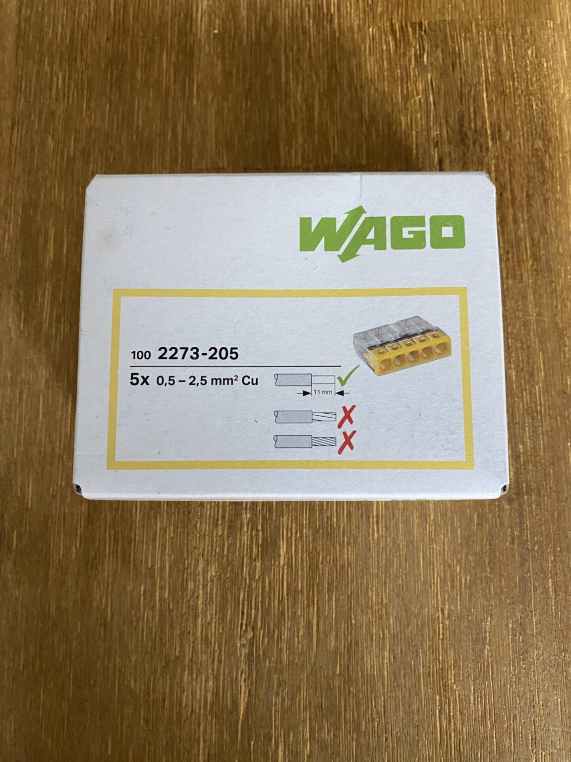 WAGO Verbindungsdosenklemme 2273-205, 5 x 0.5-2.5 mm², gelb