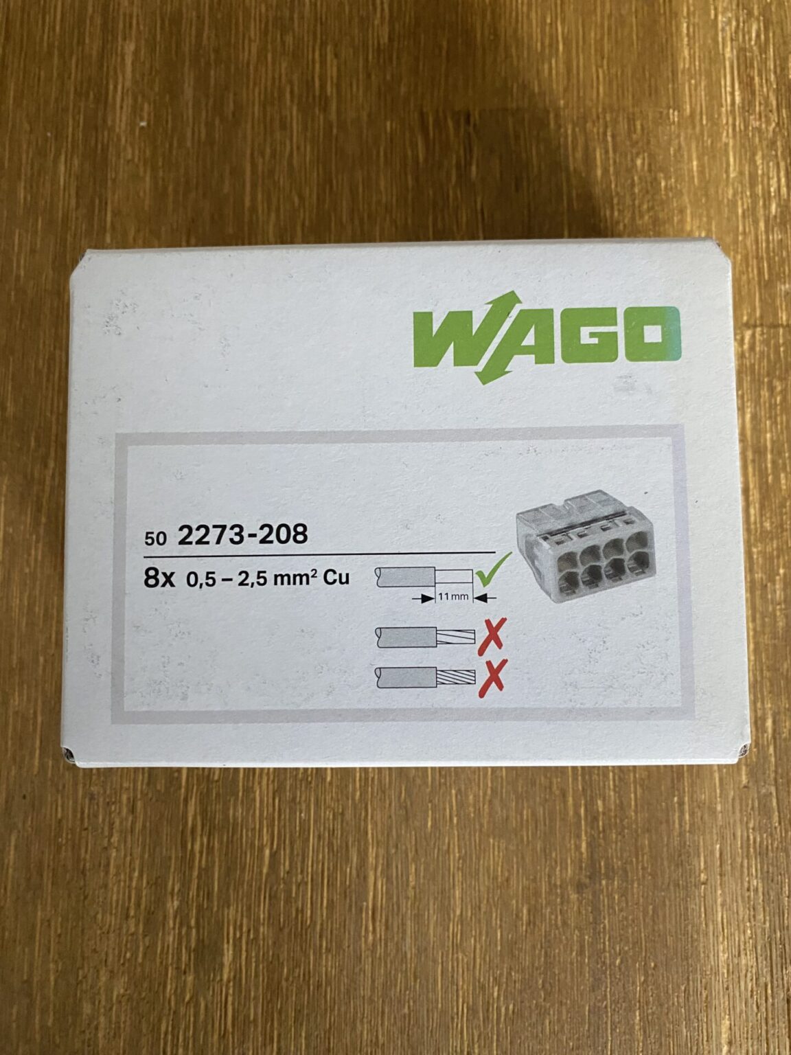 WAGO Verbindungsdosenklemme 2273-208, 8 x 0.5-2.5 mm², lichtgrau