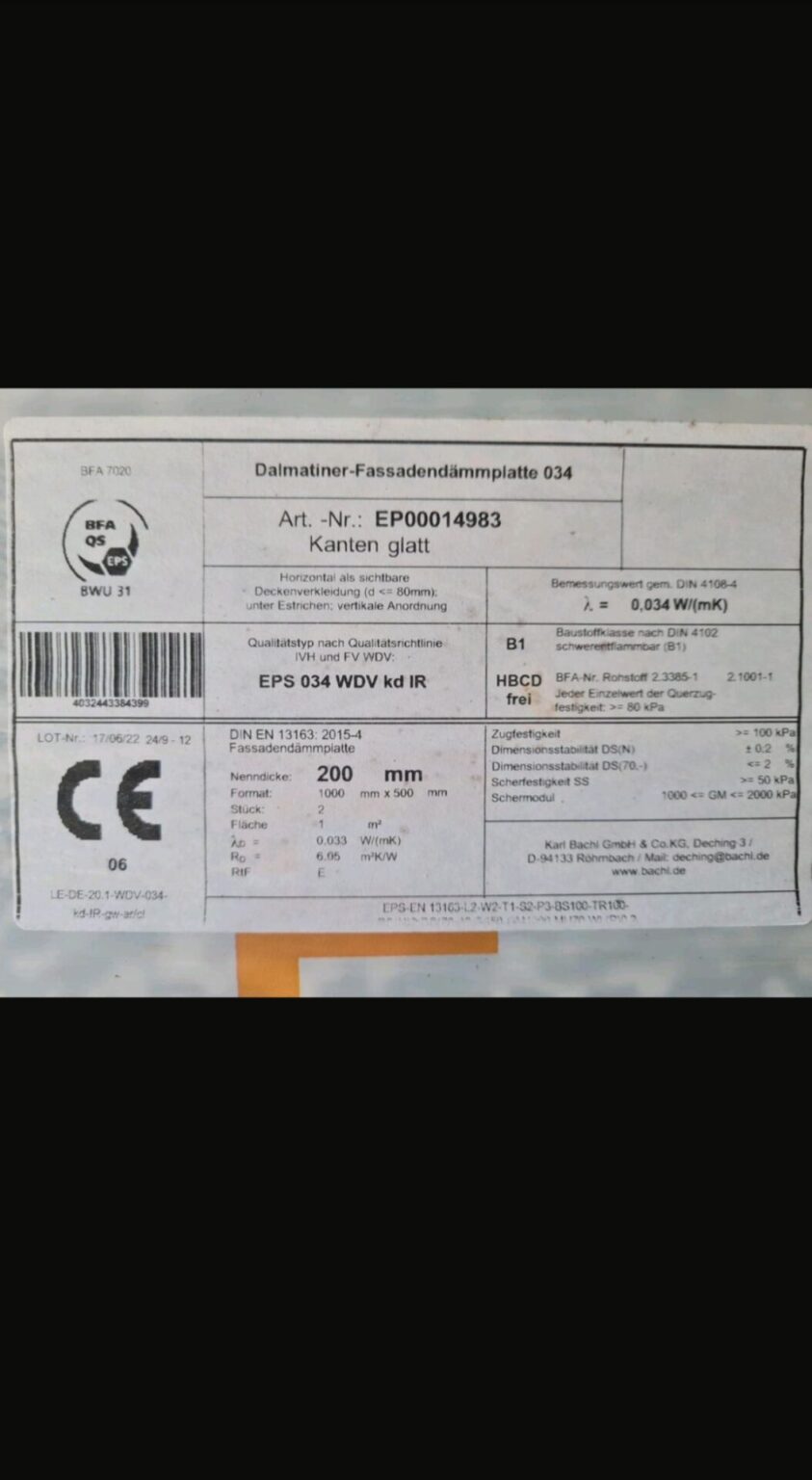 Fassadendämmplatte EPS 034