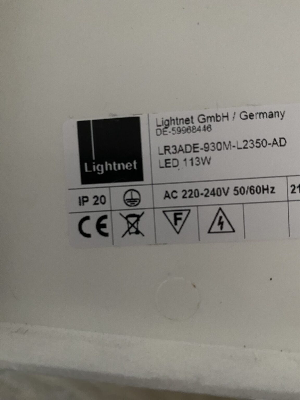 Lightnet LR3ADE-930M-L2350-AD, LED-Leuchte 113W, Länge 2350mm