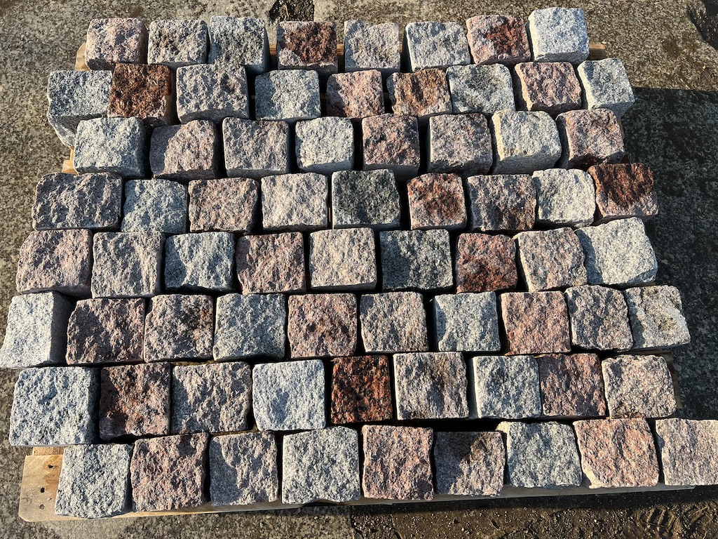 Bunte Granit Pflastersteine 10×10 cm Granitwürfel Pflaster