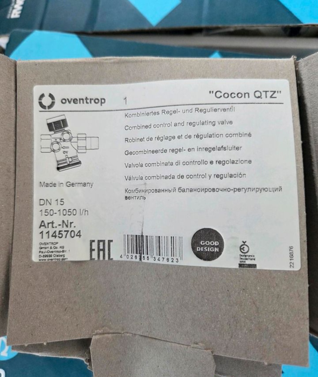 Oventrop Cocon QTZ pn16 dn15
