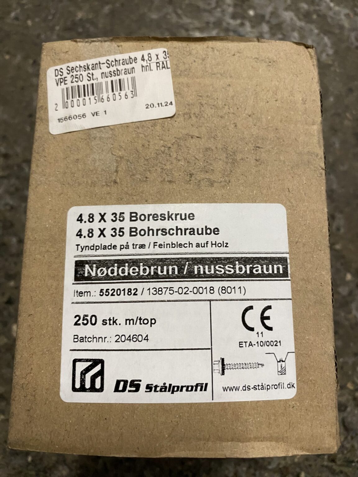 Trapezblechschraube 4,8×35 mm verzinkt, RAL 8011 Nussbraun