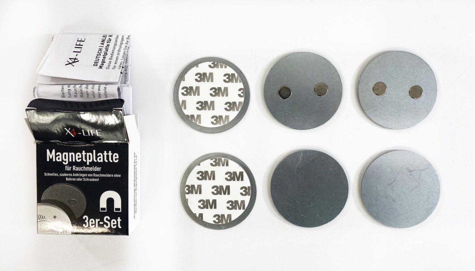 X4-LIFE Magnetplatten für Rauchmelder, mit 3M Klebeband, Rauchmelder Halterung, Magnethalter