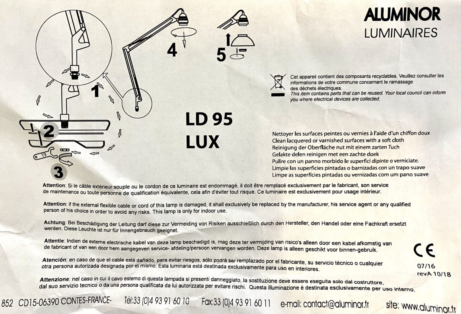 Aluminor Schreibtischampe LD95 mit Gelenkarm E27 40W Lampe Beleuchtung