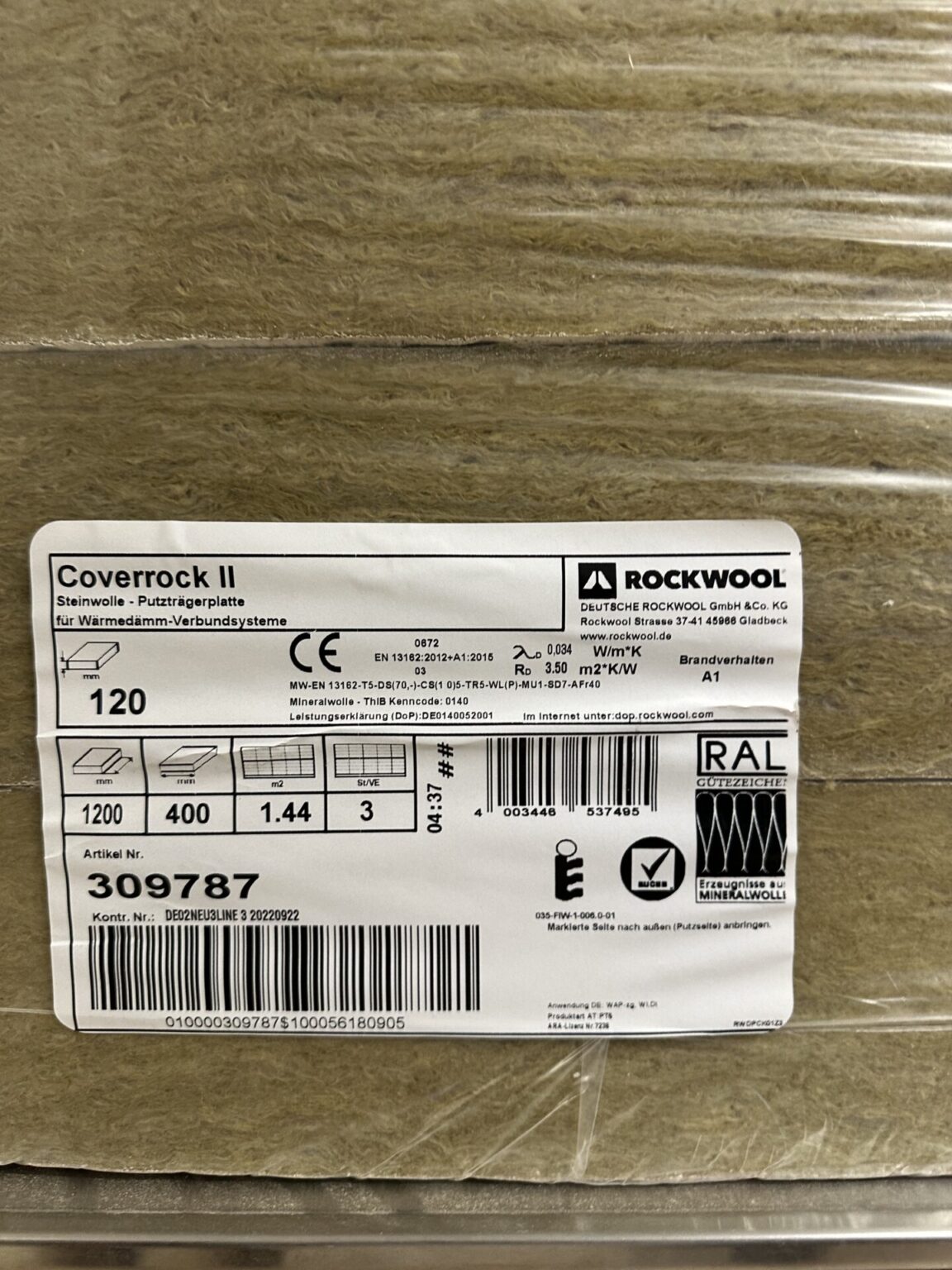 Rockwool Coverrock 2 NEU Steinwolle mit Putzträgerplatte, 30 Platten (43qm) abzugeben
