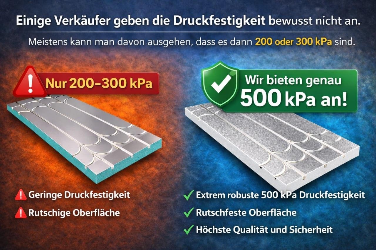Fußbodenheizung 0,72 m² – kein Estrich – 20mm – 16er Rohr 500kPa Trockenbau