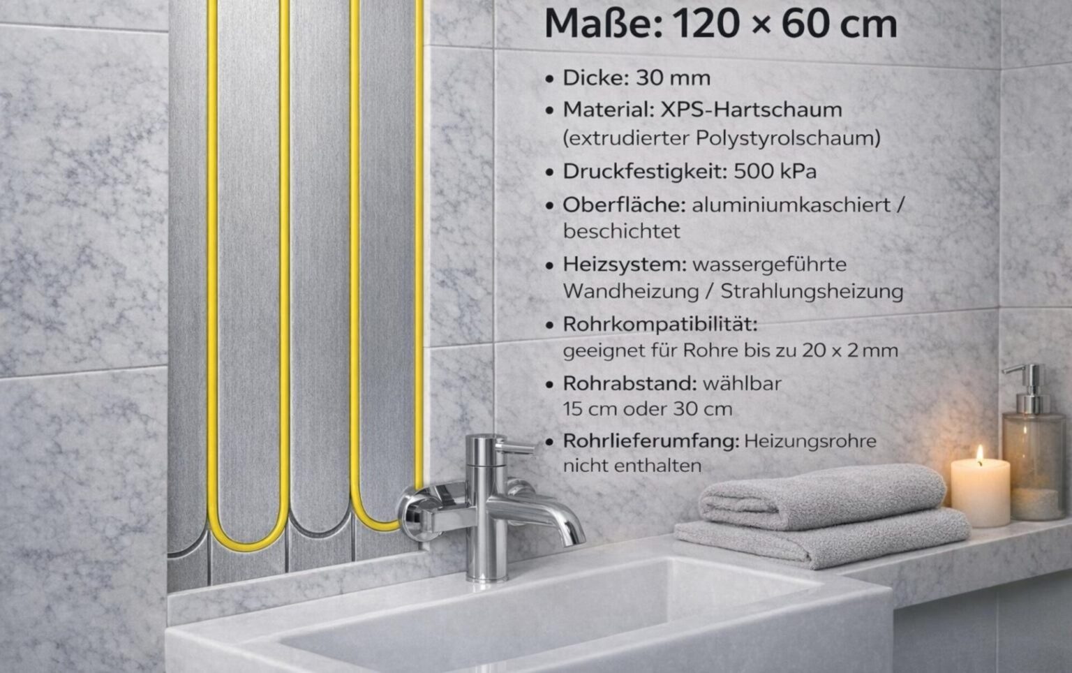 XPS Systemplatte Wandheizung mit Aluminium energieeffizient Trockenbau