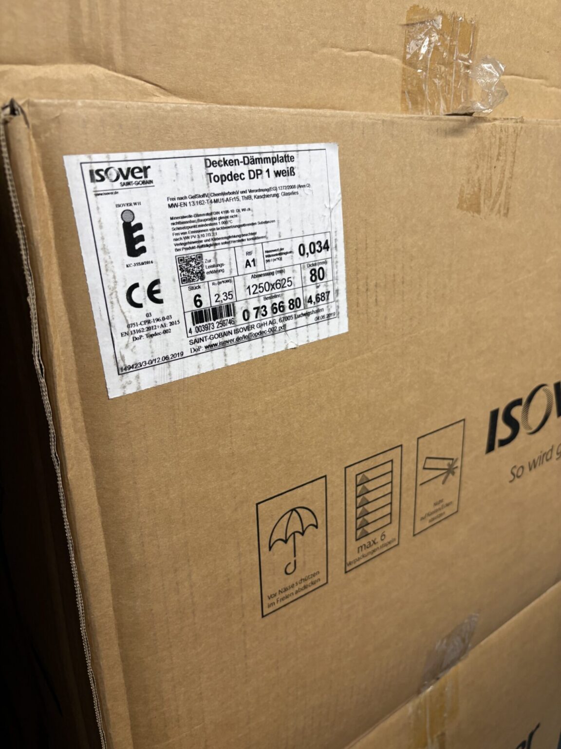 Isover Decken-Dämmplatten Topdec DP 1 80mm 8 Kartons (ca.37,5qm)