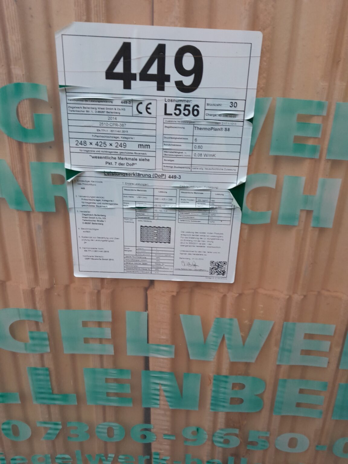 Ziegelwerk Bellenberg-Wärmedämmziegel Thermoplan S 8, 42,5 er, noch original verpackt
