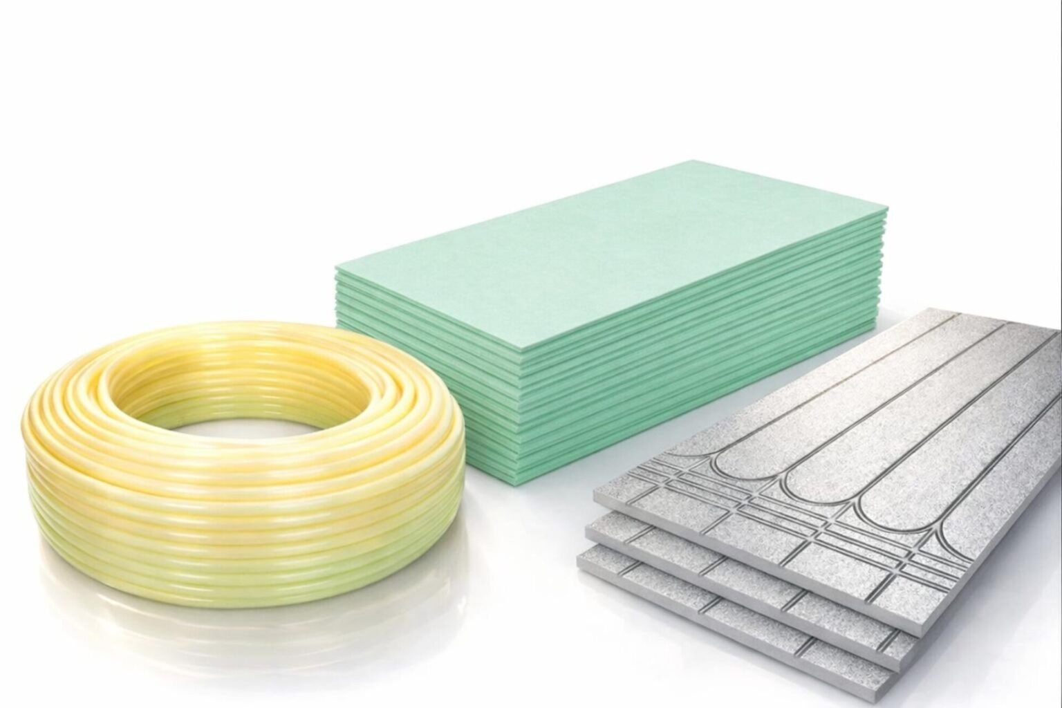 SET Fußbodenheizung – XPS 30 mm + Dämmung 3 mm + Rohr 16 × 2 mm Kein Estrich