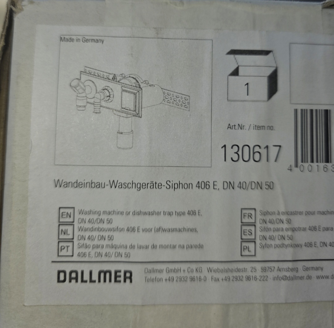Dallmer Wandeinbau waschgeräte Siphon 406E