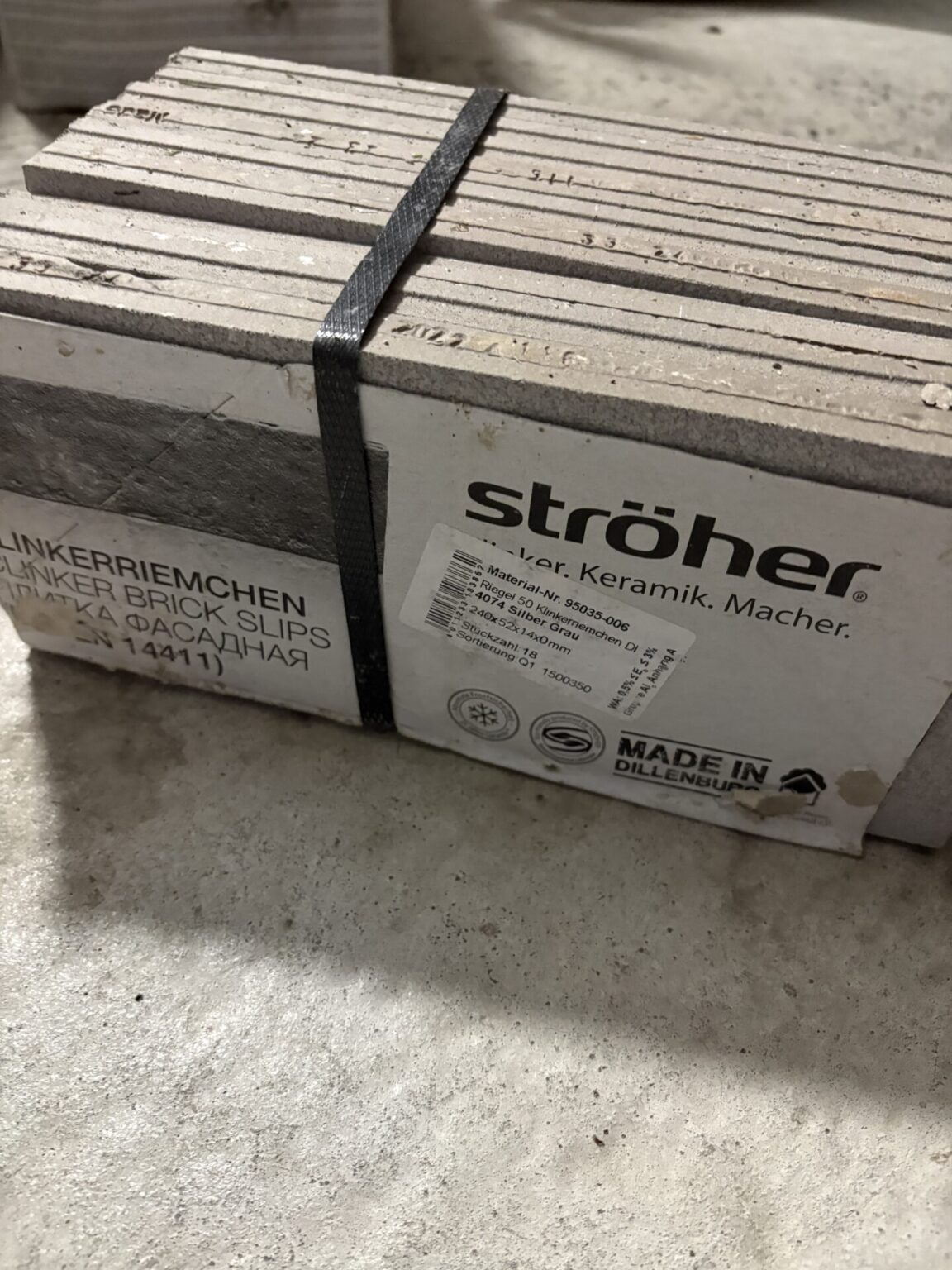 Ströher Riemchen Silbergrau Used Look (Eck/Normal)