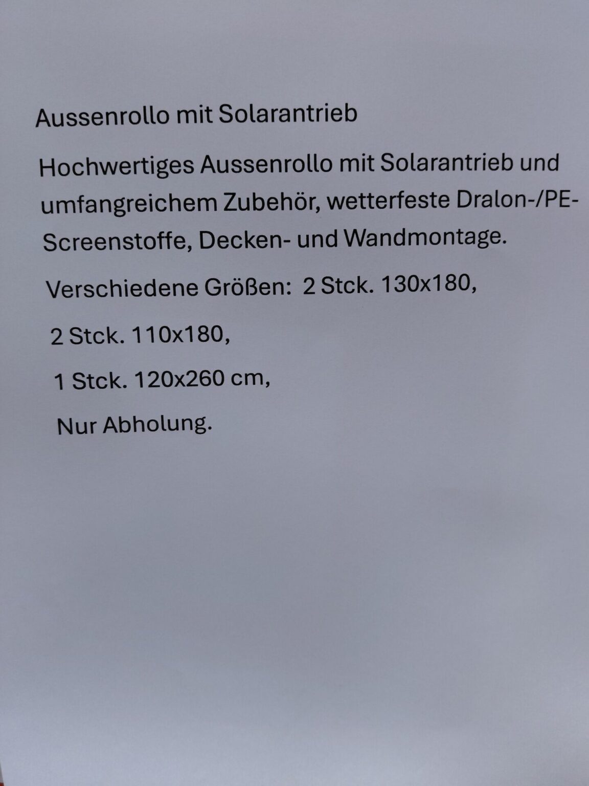 Aussenrollo mit Solarantrieb