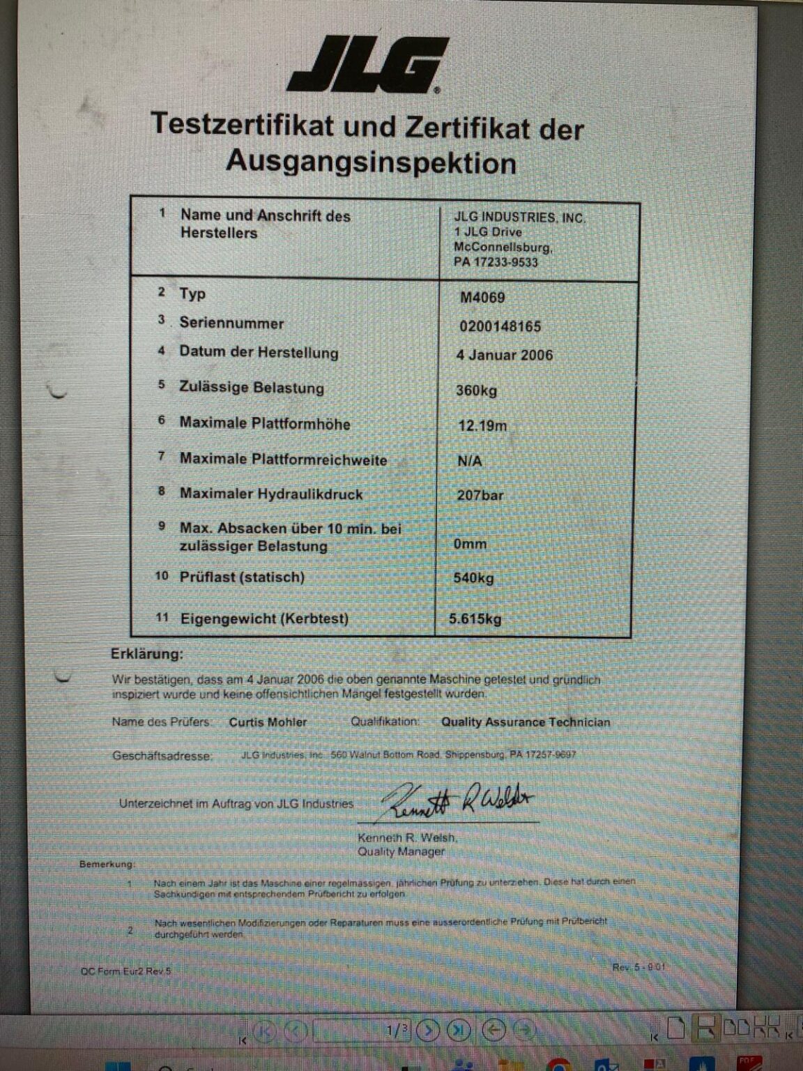 Hebebühne JLG