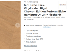 ter Hürne Vinylboden Eiche Hamburg Fischgräten Optik
